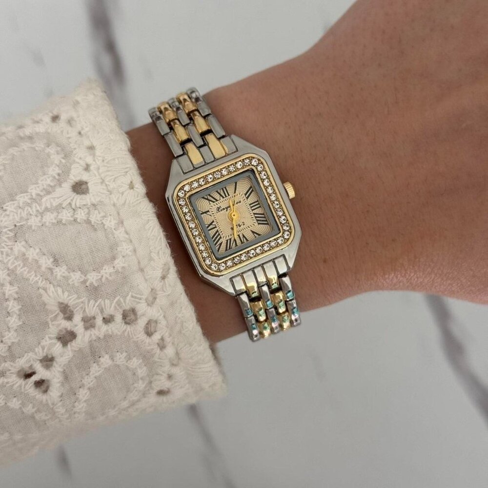 Sku0469 Casual Gold Silver Women Fashion Square Watch Stainless steel + gift bag - Picture 3 of 6